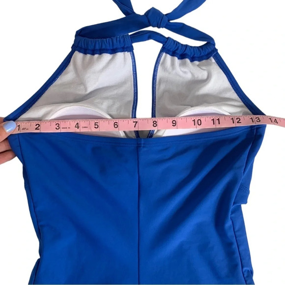 Speedo Women’s Hi  Neck Tie Neck Closure Pull On Lined One Piece Swimsuit Size 6 - Picture 6 of 16